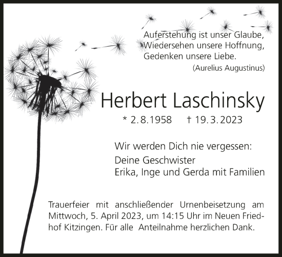 Anzeige von Herbert Laschinsky von MGO