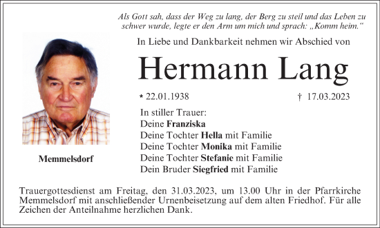 Anzeige von Hermann Lang von MGO
