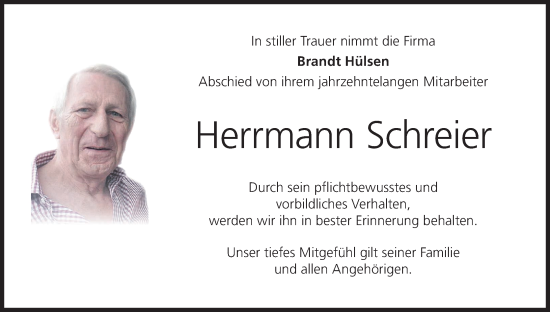 Anzeige von Herrmann Schreier von MGO