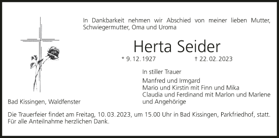 Anzeige von Herta Seider von MGO