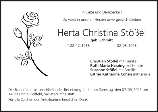 Anzeige von Herta Christina Stößel von MGO