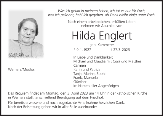 Anzeige von Hilda Englert von MGO