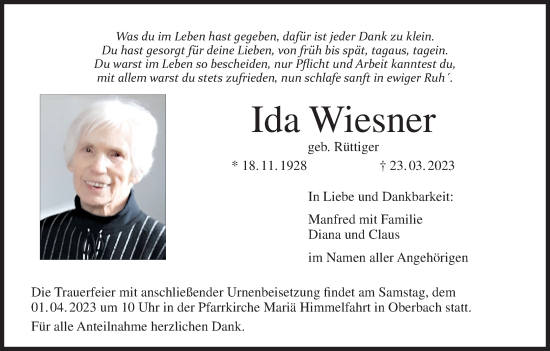 Anzeige von Ida Wiesner von MGO