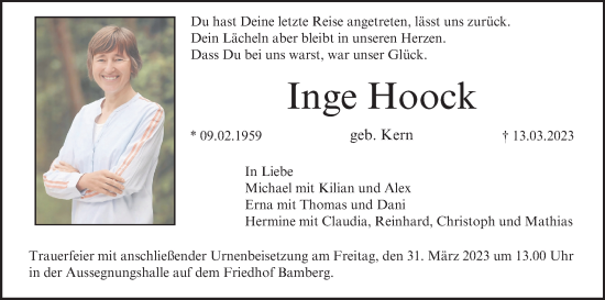 Anzeige von Inge Hoock von MGO