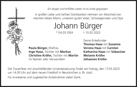 Anzeige von Johann Bürger von MGO