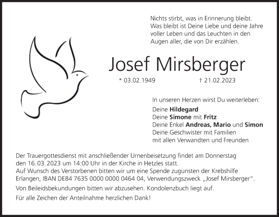 Anzeige von Josef Mirsberger von MGO