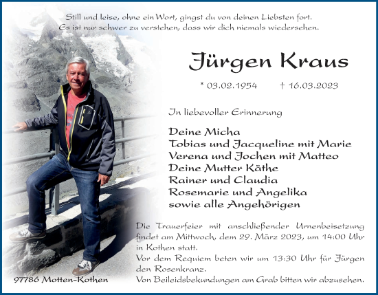 Anzeige von Jürgen Kraus von MGO