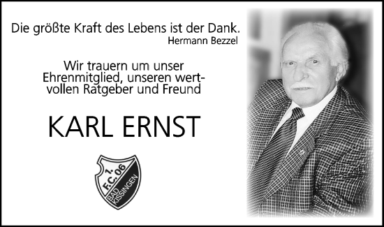Anzeige von Karl Ernst von MGO