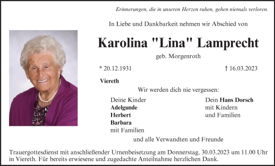 Anzeige von Karolina Lamprecht von MGO