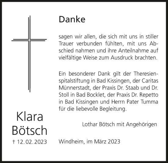 Anzeige von Klara Bötsch von MGO