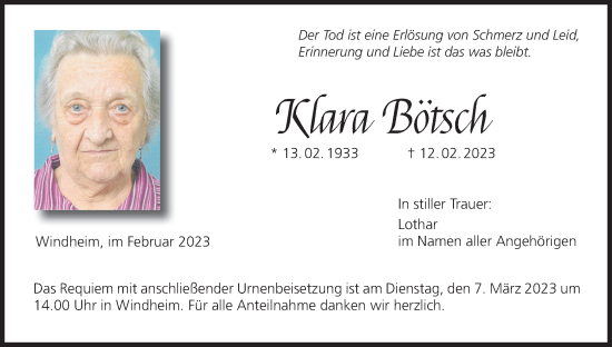 Anzeige von Klara Bötsch von MGO