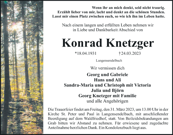 Anzeige von Konrad Knetzger von MGO