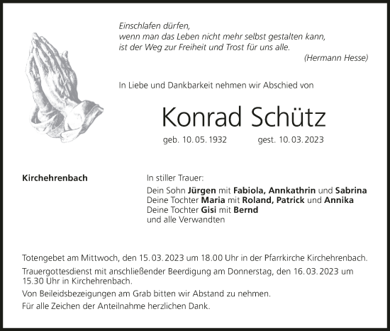 Anzeige von Konrad Schütz von MGO