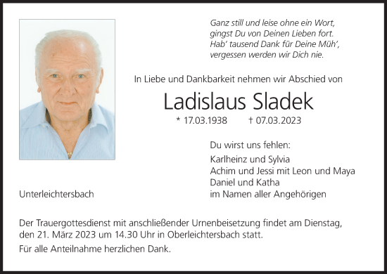 Anzeige von Ladislaus Sladek von MGO
