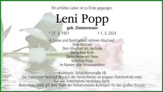Anzeige von Leni Popp von MGO
