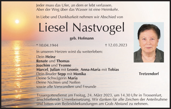 Anzeige von Liesel Nastvogel von MGO