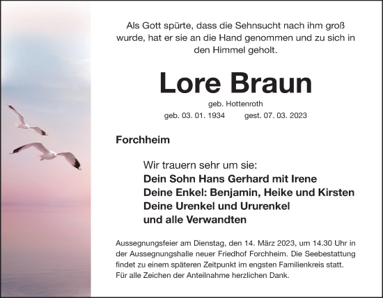 Anzeige von Lore Braun von MGO