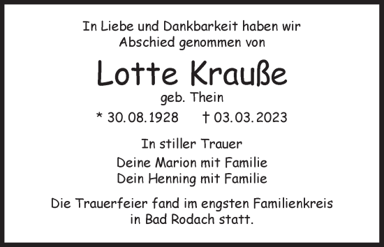 Anzeige von Lotte Krauße von MGO