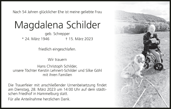 Anzeige von Magdalena Schilder von MGO