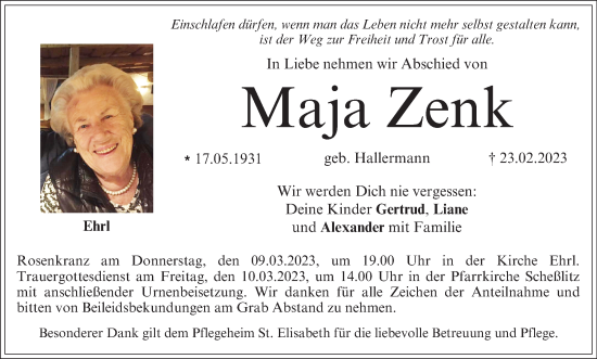 Anzeige von Maja Zenk von MGO