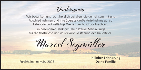 Anzeige von Marcel Segmüller von MGO