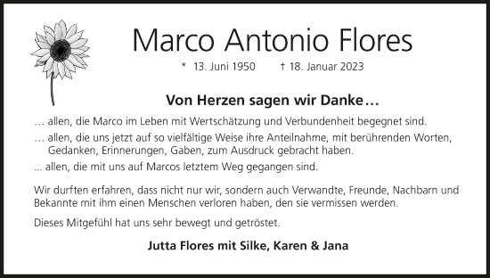 Anzeige von Marco Antonio Flores von MGO