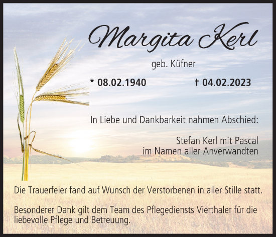 Anzeige von Margita Kerl von MGO