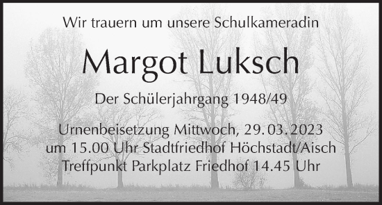 Anzeige von Margot Luksch von MGO