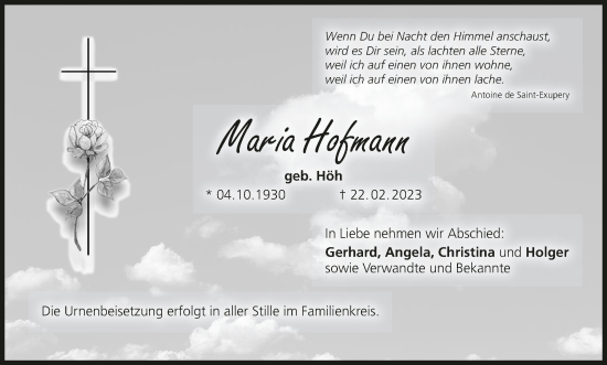 Anzeige von Maria Hofmann von MGO