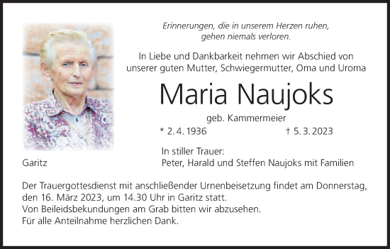 Anzeige von Maria Naujoks von MGO