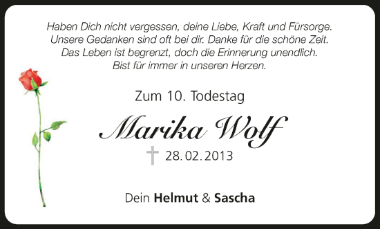 Anzeige von Marika Wolf von MGO