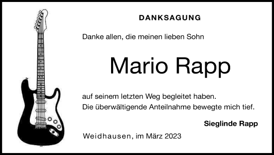 Anzeige von Mario Rapp von MGO