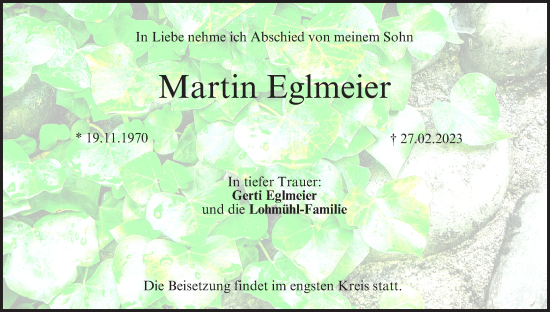 Anzeige von Martin Eglmeier von MGO