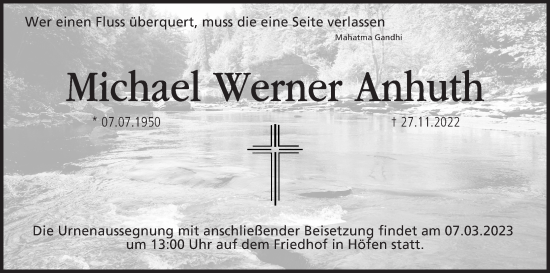Anzeige von Michael Werner Anhuth von MGO