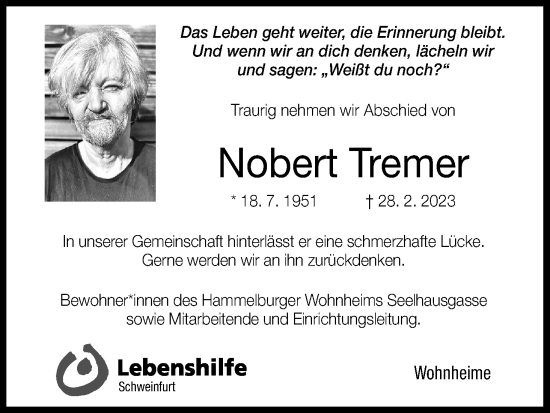 Anzeige von Nobert Tremer von MGO