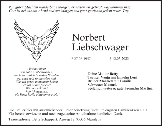 Anzeige von Norbert Liebschwager von MGO