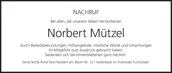 Anzeige von Norbert Mützel von MGO