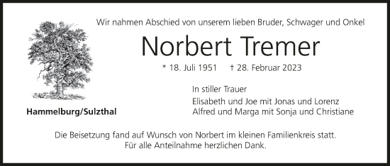 Anzeige von Norbert Tremer von MGO