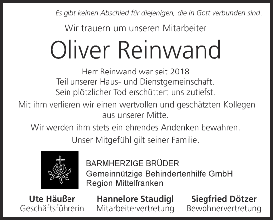 Anzeige von Oliver Reinwand von MGO