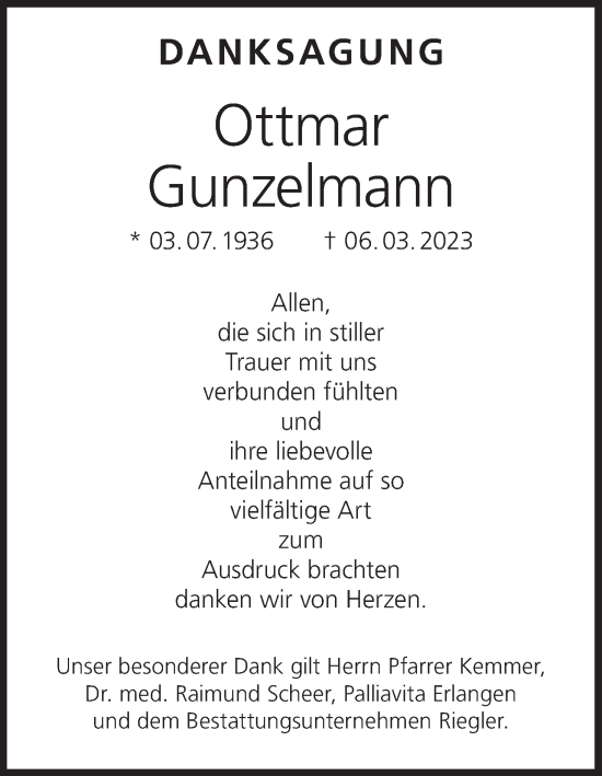 Anzeige von Ottmar Gunzelmann von MGO