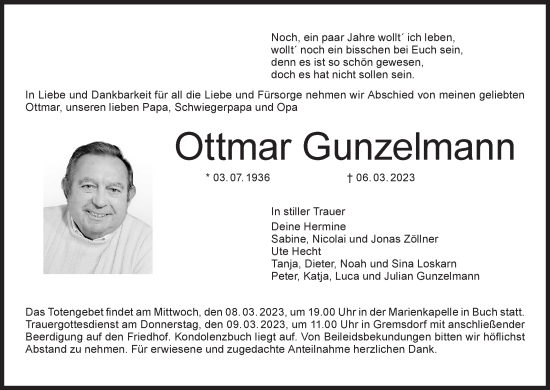 Anzeige von Ottmar Gunzelmann von MGO