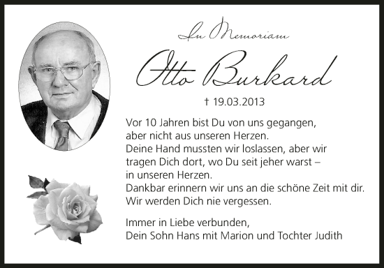 Anzeige von Otto Burkard von MGO