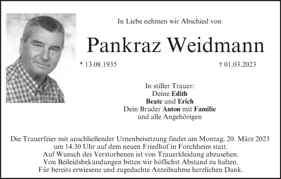 Anzeige von Pankraz Weidmann von MGO