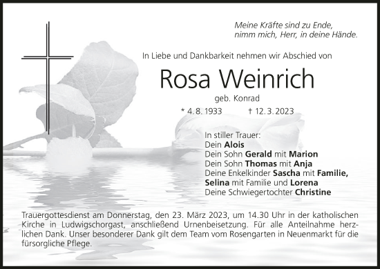 Anzeige von Rosa Weinrich von MGO