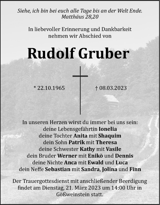 Anzeige von Rudolf Gruber von MGO