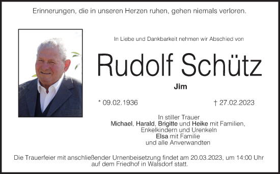 Anzeige von Rudolf Schütz von MGO