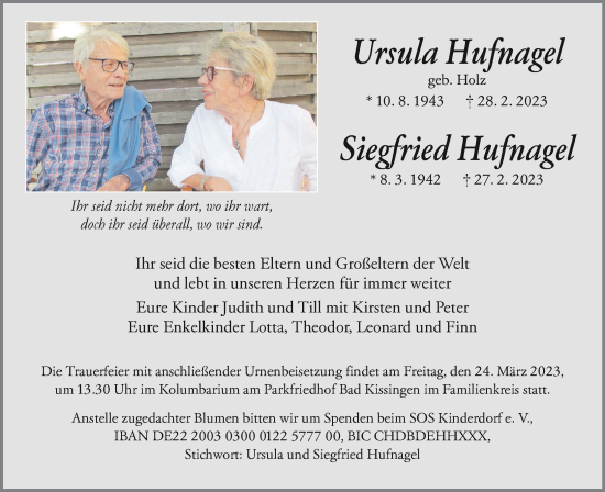 Anzeige von Siegfried Hufnagel von MGO