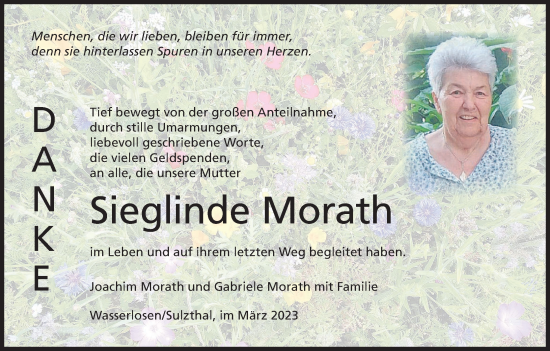 Anzeige von Sieglinde Morath von MGO