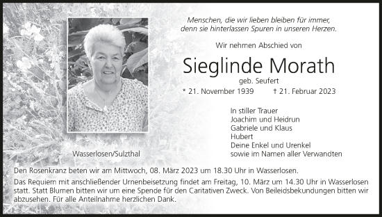 Anzeige von Sieglinde Morath von MGO