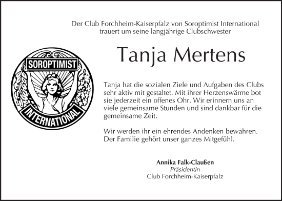 Anzeige von Tanja Mertens von MGO